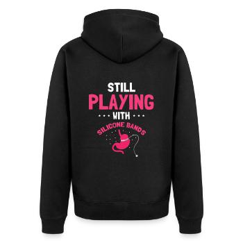 Gastric bypass and gastric bypass surgery design - Unisex Premium Organic Zip Hoodie - black - Back - Nico (187cm)