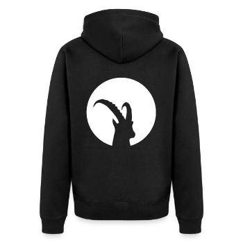 Chèvre - (7) - Veste à capuche bio Premium Unisexe - noir - Dos - Nico (187cm)