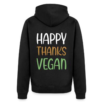 Happy Thanks Vegan - Thanksgiving - Veste à capuche bio Premium Unisexe - noir - Dos - Nico (187cm)