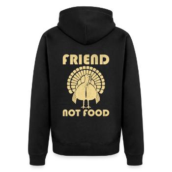 Happy Thanks Vegan - Dinde ami pas de nourriture - Veste à capuche bio Premium Unisexe - noir - Dos - Nico (187cm)
