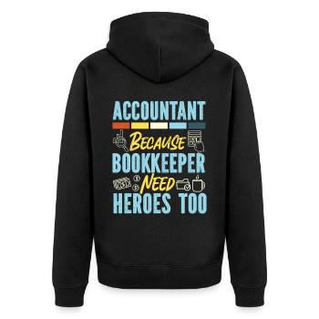 Accountant Bookkeeper Accounting - Unisex Premium Organic Zip Hoodie - black - Back - Nico (187cm)