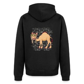 Camel Sunglasses Scarf - Unisex Premium Organic Zip Hoodie - black - Back - Nico (187cm)