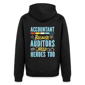 Accountant Bookkeeper Accounting - Unisex Premium Bio Zip Hoodie - Schwarz - Hinten - Nico (187cm)