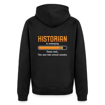 Historian Is Rechanging Please History Historians - Unisex Premium Organic Zip Hoodie - black - Back - Nico (187cm)