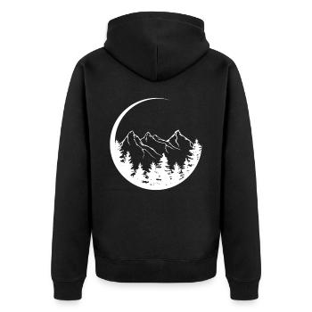 Kreisel - Berg - (4) - Unisex Premium Bio Zip Hoodie - Schwarz - Hinten - Nico (187cm)
