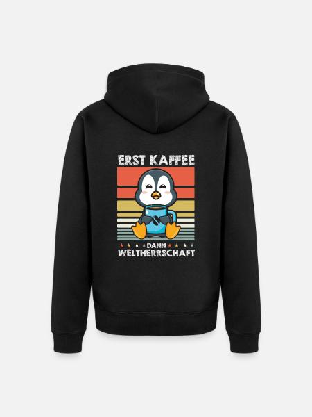 Pinguin Kaffee - Unisex Premium Bio Zip Hoodie - Schwarz