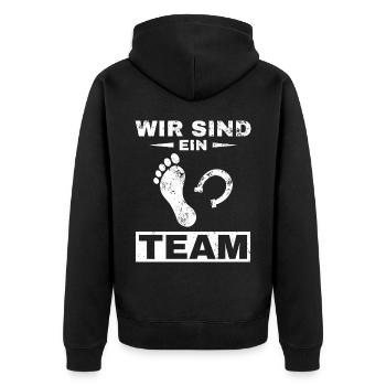 Pferd Reiter Reiten Pferde Liebe - Unisex Premium Bio Zip Hoodie - Schwarz - Hinten - Nico (187cm)
