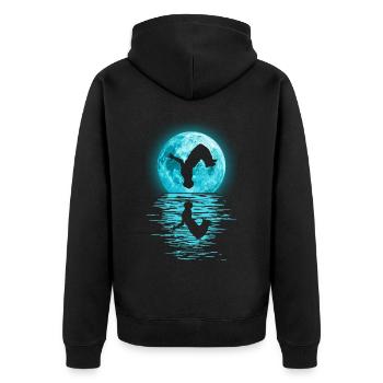 Parkour, Freerunning, Street Workout, Acrobatic - Unisex Premium Bio Zip Hoodie - Schwarz - Hinten - Nico (187cm)