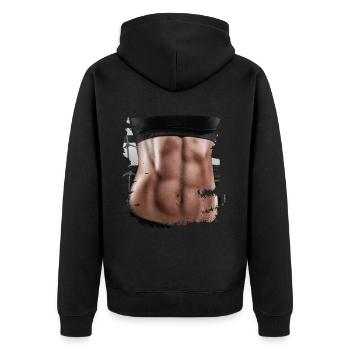 Fake Muscle Woman Fitness Women's Body - Unisex Premium Organic Zip Hoodie - black - Back - Nico (187cm)