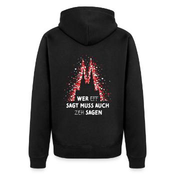 Kölner Dom Rot Weiss Rut Wies Karneval Fasching - Unisex Premium Bio Zip Hoodie - Schwarz - Hinten - Nico (187cm)