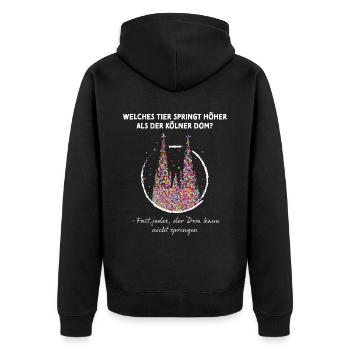 Kölner Dom Karneval Fasching Konfetti Kostümersatz - Unisex Premium Bio Zip Hoodie - Schwarz - Hinten - Nico (187cm)