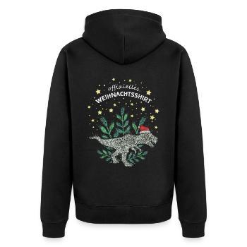 Trex Tyrannosaurus Christmas Heiligabend XMas - Unisex Premium Bio Zip Hoodie - Schwarz - Hinten - Nico (187cm)