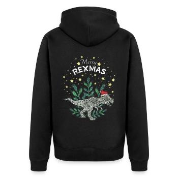 Merry Rexmas TRex Dinosaur Xmas Christmas Time - Unisex Premium Organic Zip Hoodie - black - Back - Nico (187cm)