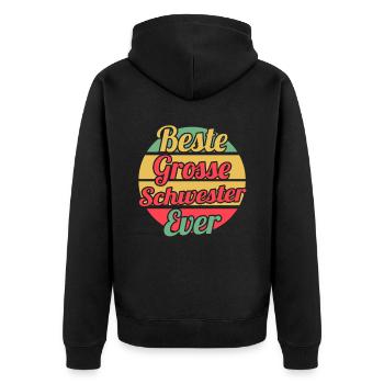 Geschwister Familie Schwestern Schwester - Unisex Premium Bio Zip Hoodie - Schwarz - Hinten - Nico (187cm)