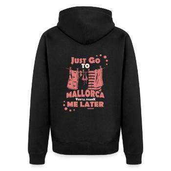 Majorque grâce à moi plus tard - Veste à capuche bio Premium Unisexe - noir - Dos - Nico (187cm)