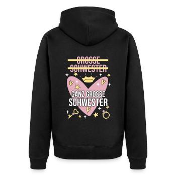 Geschwister Familie Schwestern Schwester - Unisex Premium Bio Zip Hoodie - Schwarz - Hinten - Nico (187cm)