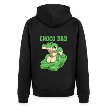 Croco Dad Crocodile Papa und Baby Vatertag - Unisex Premium Bio Zip Hoodie - Schwarz - Hinten - Nico (187cm)