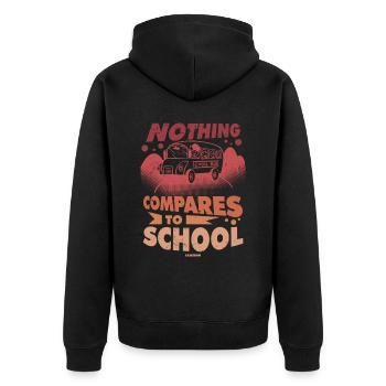 Schulbus fährt zur Schule - Unisex Premium Bio Zip Hoodie - Schwarz - Hinten - Nico (187cm)