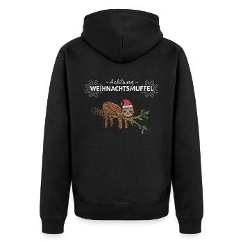 Weihnachtsmuffel Anti Weihnachten Faultier Xmas - Unisex Premium Bio Zip Hoodie - Schwarz - Hinten - Nico (187cm)