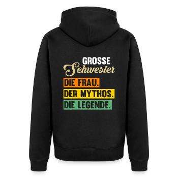 Geschwister Familie Schwestern Schwester - Unisex Premium Bio Zip Hoodie - Schwarz - Hinten - Nico (187cm)