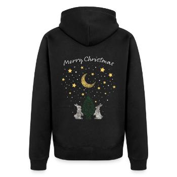 Rabbits Rabbits Christmas Tree Christmas Tree Xmas - Unisex Premium Organic Zip Hoodie - black - Back - Nico (187cm)