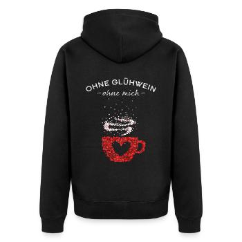Glühwein Weihnachtsmarkt Winterzeit Christmas - Unisex Premium Bio Zip Hoodie - Schwarz - Hinten - Nico (187cm)