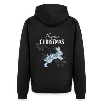 Hoppy Christmas Rabbit Rabbit Snowflake - Unisex Premium Organic Zip Hoodie - black - Back - Nico (187cm)