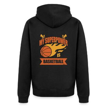 My superpower is basketball - Unisex Premium Organic Zip Hoodie - black - Back - Nico (187cm)