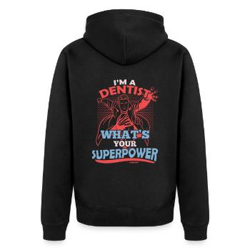 Je suis dentiste Quel est votre superpouvoir - Veste à capuche bio Premium Unisexe - noir - Dos - Nico (187cm)