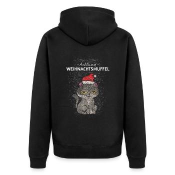 Weihnachtsmuffel Anti Weihnachtsstimmung Katzen - Unisex Premium Bio Zip Hoodie - Schwarz - Hinten - Nico (187cm)