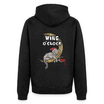 Christmas Cat Lovers Santa Hat Wine - Unisex Premium Organic Zip Hoodie - black - Back - Nico (187cm)