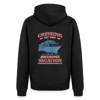 Kreuzfahrt zu einem unglaublichen Urlaub - Unisex Premium Bio Zip Hoodie - Schwarz - Hinten - Nico (187cm)