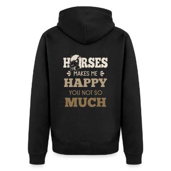 Horses make me happy - Unisex Premium Organic Zip Hoodie - black - Back - Nico (187cm)