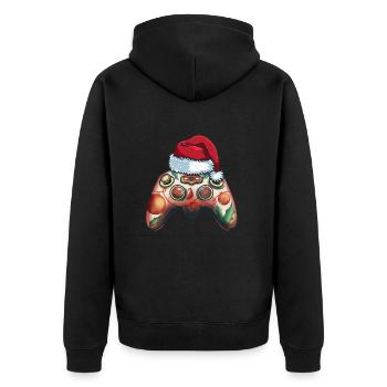 Gamer Controller with Cap Funny Outfit Xmas - Unisex Premium Organic Zip Hoodie - black - Back - Nico (187cm)
