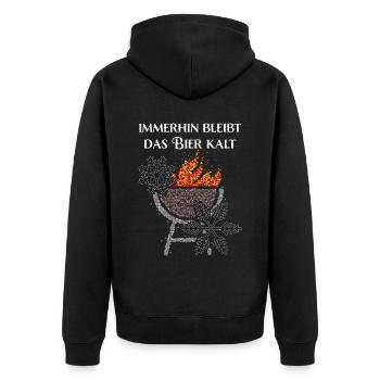 Wintergrillen BBQ Grill Grillen Fleisch Winterzeit - Unisex Premium Bio Zip Hoodie - Schwarz - Hinten - Nico (187cm)
