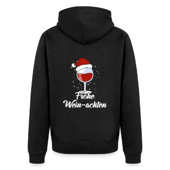 Wein Liebhaber Weihnachts Mütze Outfit Weihnachten - Unisex Premium Bio Zip Hoodie - Schwarz - Hinten - Nico (187cm)