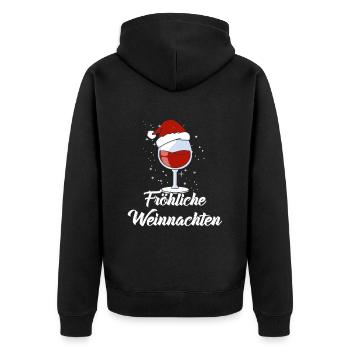 Wein Liebhaber Weihnachts Mütze Outfit Weihnachten - Unisex Premium Bio Zip Hoodie - Schwarz - Hinten - Nico (187cm)