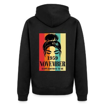 November 1959 Happy Birthday To Me - Unisex Premium Bio Zip Hoodie - Schwarz - Hinten - Nico (187cm)