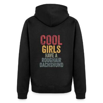 Les filles cool ont un teckel rugueux - Veste à capuche bio Premium Unisexe - noir - Dos - Nico (187cm)