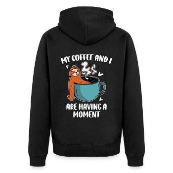 My Coffee And I Coffee Gift - Unisex Premium Organic Zip Hoodie - black - Back - Nico (187cm)