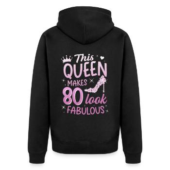 Cette reine fait 80 look Fabuleux 80e anniversaire - Veste à capuche bio Premium Unisexe - noir - Dos - Nico (187cm)