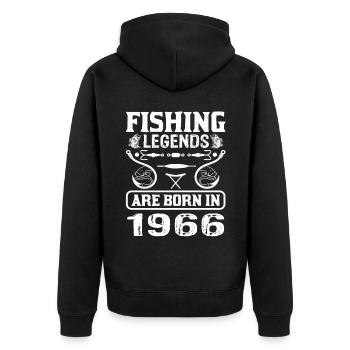 Les légendes de la pêche sont nées en 1966 - Veste à capuche bio Premium Unisexe - noir - Dos - Nico (187cm)
