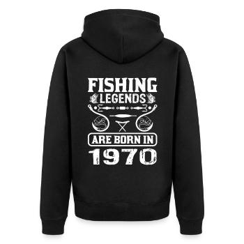 Les légendes de la pêche sont nées en 1970 - Veste à capuche bio Premium Unisexe - noir - Dos - Nico (187cm)