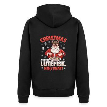 Weihnachten ohne Lutefisk? NoRway - Unisex Premium Bio Zip Hoodie - Schwarz - Hinten - Nico (187cm)