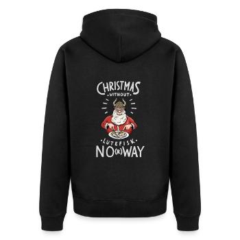 Christmas without Lutefisk? NoRway Design - Unisex Premium Organic Zip Hoodie - black - Back - Nico (187cm)