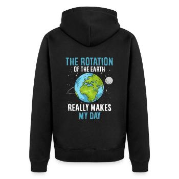 Earth rotation, really makes my day - Unisex Premium Organic Zip Hoodie - black - Back - Nico (187cm)