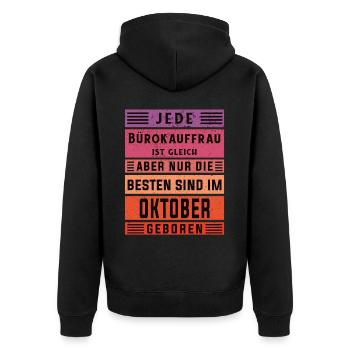 Angestellter Geburtstag Oktober geboren - Unisex Premium Bio Zip Hoodie - Schwarz - Hinten - Nico (187cm)