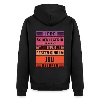 Parkett-Teppich Geburtstag Juli geboren - Unisex Premium Bio Zip Hoodie - Schwarz - Hinten - Nico (187cm)