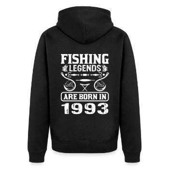 Les légendes de la pêche sont nées en 1993 - Veste à capuche bio Premium Unisexe - noir - Dos - Nico (187cm)