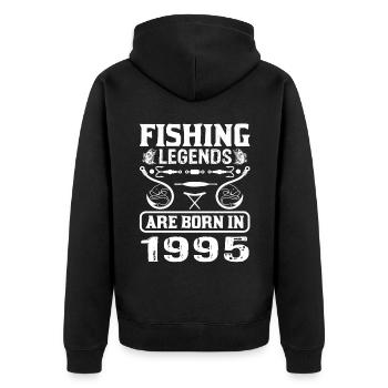 Fishing Legends Are Born In 1995 - Unisex Premium Bio Zip Hoodie - Schwarz - Hinten - Nico (187cm)